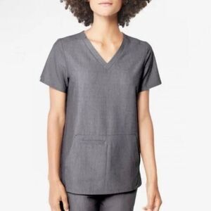 Figs Pacora women's XXS scrub top in Graphite Kangaroo pocket Style W18SW1001